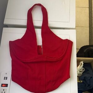 Red Halter Corset Top